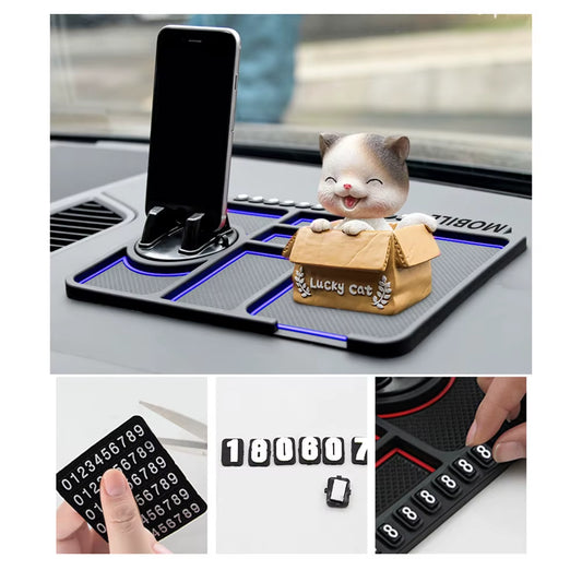 Car Silicone Anti-Slip Mat Auto Phone Holder Sticky anti Slide Dash Phone Mount Parking Number Card Mat Accessories Car Gadgets