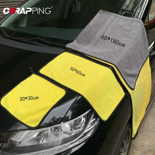 1/2Pcs Microfiber Towels Car Wash Supplies Detailing Car Glass Cleaning Tools Thicken Soft Drying Cloth Home Rag Car Accessories