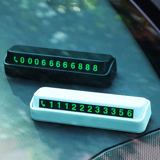 Car Temporary Parking Card Hidden Night Luminous Phone Number Card Plate Car Park Stop Auto Car Accessories Interior Styling